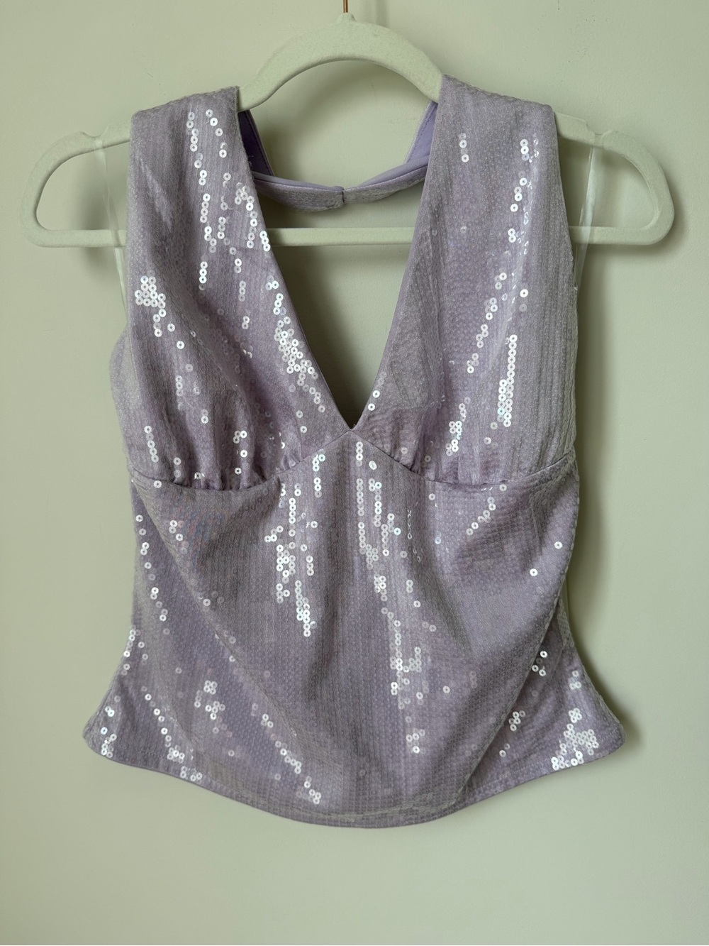 Faded rose purple lilac sequins halter top